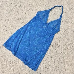 Frederick's of Hollywood Vibrant Blue Lace Chemise Size M